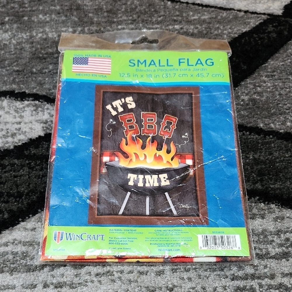 WINCRAFT "IT'S BBQ TIME" THEMED OUTDOOR SMALL FLAG DECORATION MADE IN USA